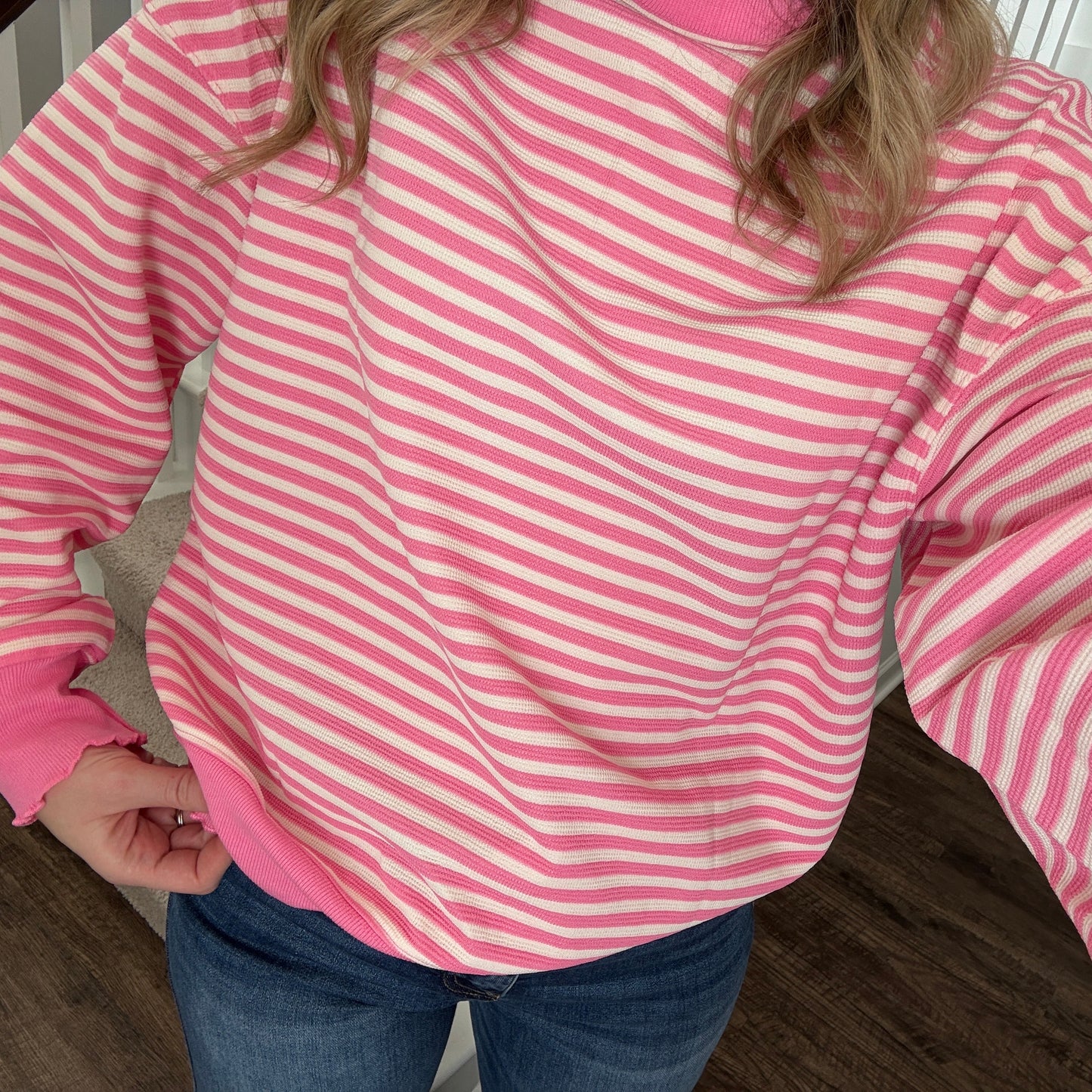 Pink Striped Long Sleeve Top
