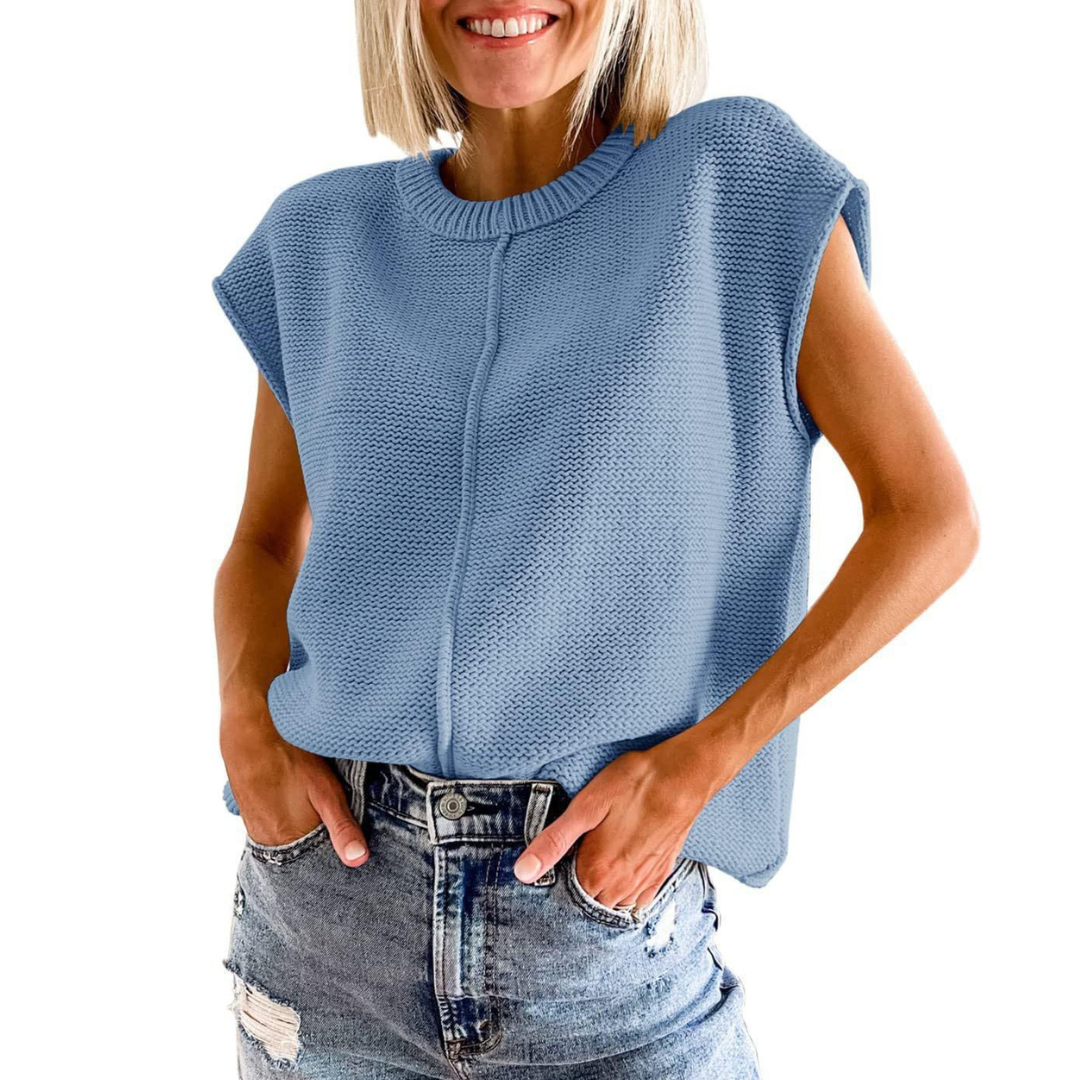 Elaine | Casual Minimalist Crewneck Sleeveless Top