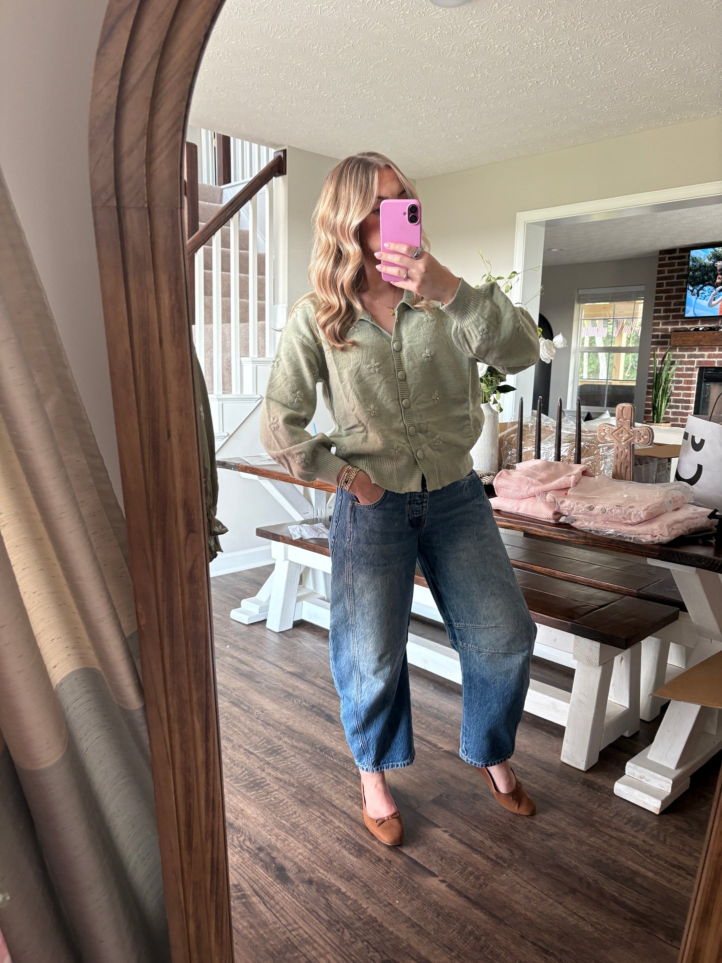 Sage Green Button Up Sweater
