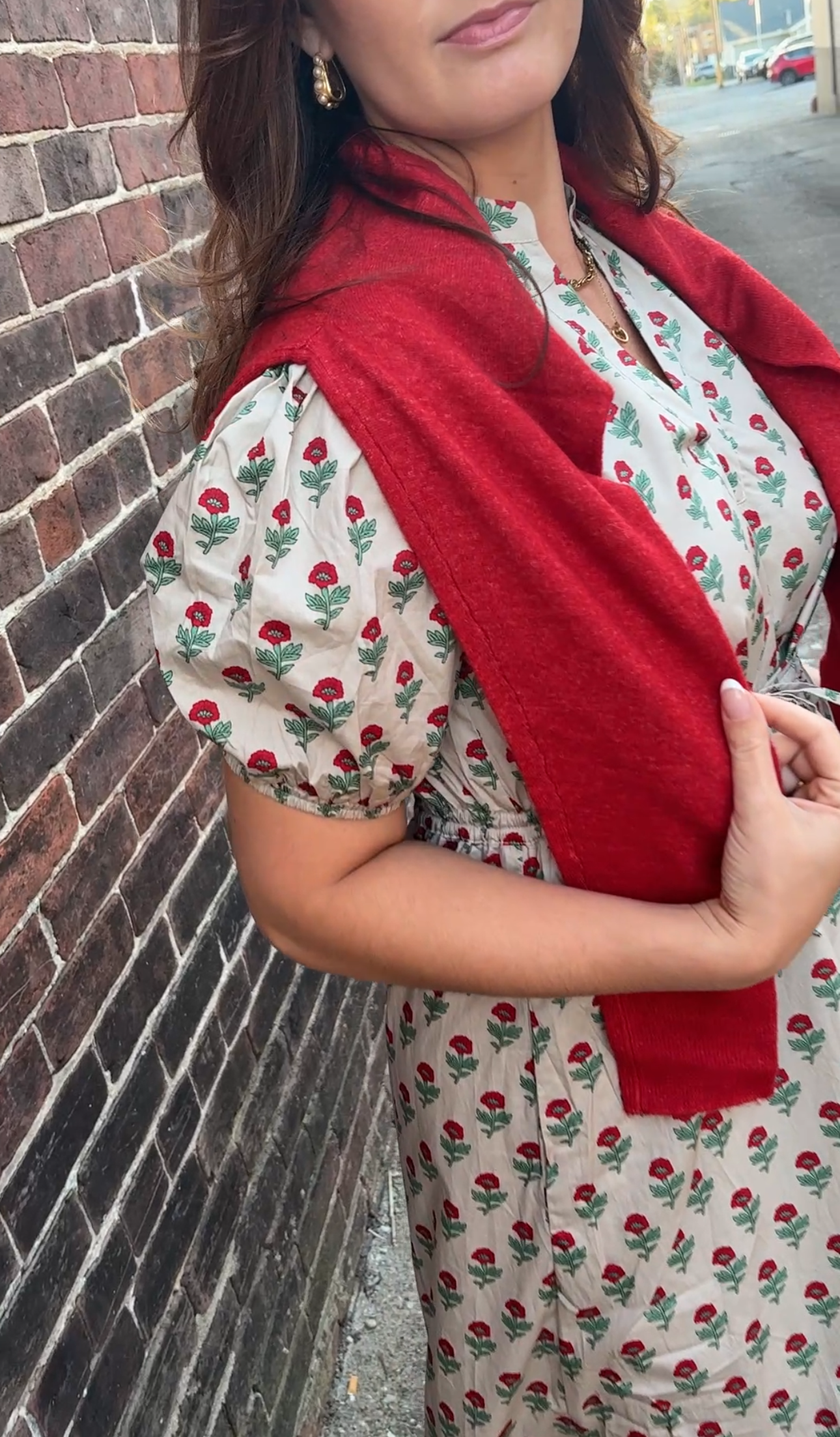 FLORAL MIDI DRESS WITH WAIST TIES