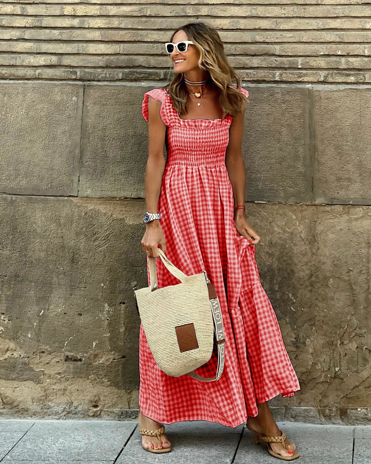 Nancy | Chic Retro Plaid Maxi Dress