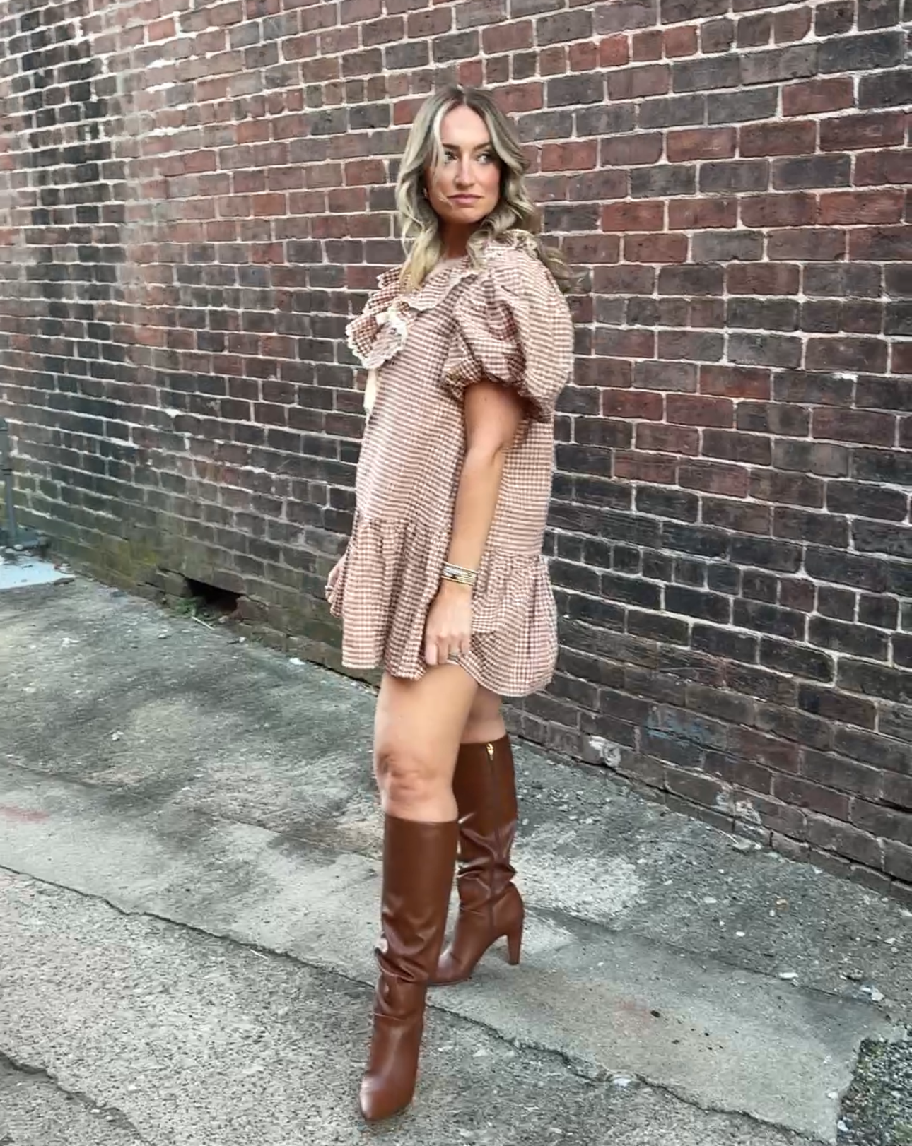 SIENNA GINGHAM MINI DRESS W/ TIE