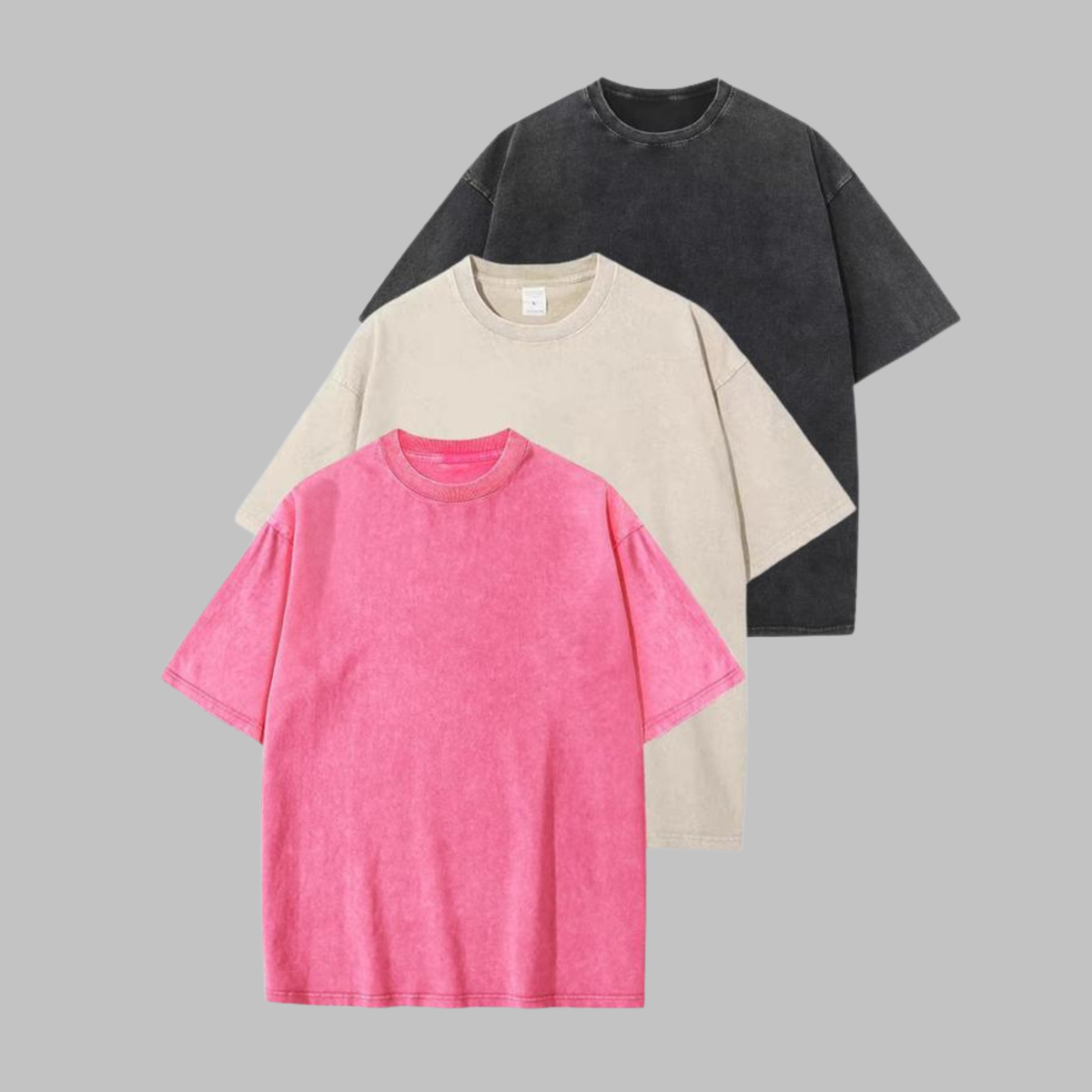 Afina | Casual Oversized Wash Crew Neck Unisex Shirt