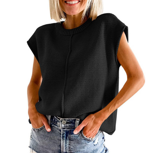 Elaine | Casual Minimalist Crewneck Sleeveless Top