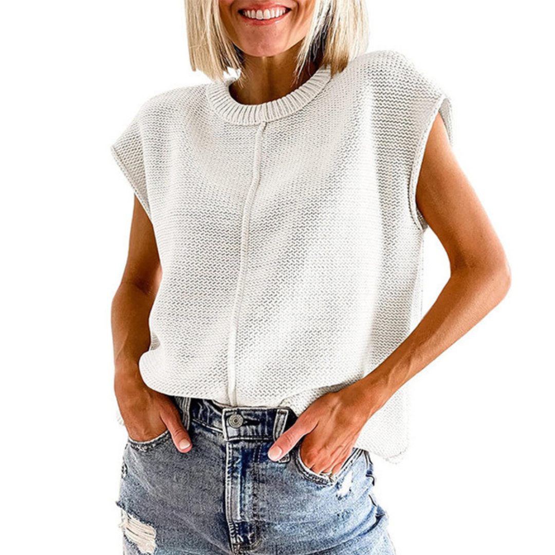 Elaine | Casual Minimalist Crewneck Sleeveless Top