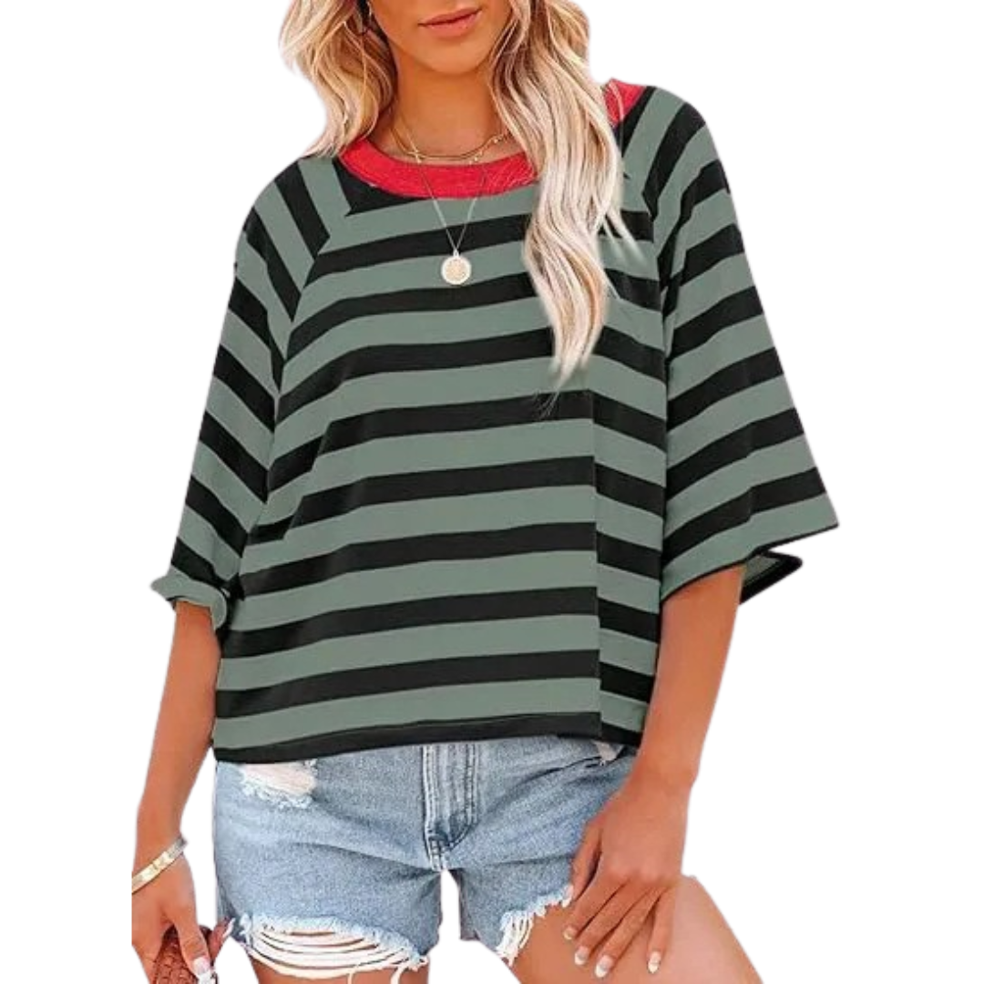 Ruth | Trendy Loose Fit Summer Crewneck Top