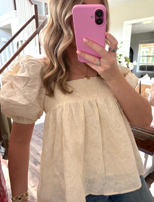 Cream Puff Sleeve Blouse