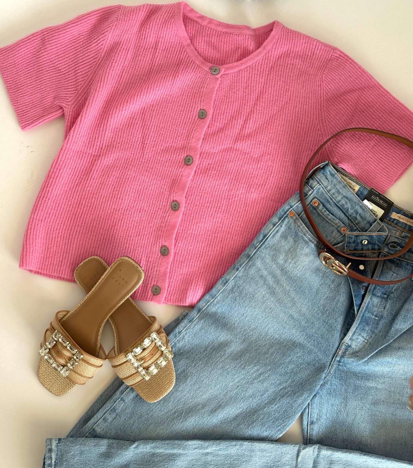 Pink Short-sleeve Sweater