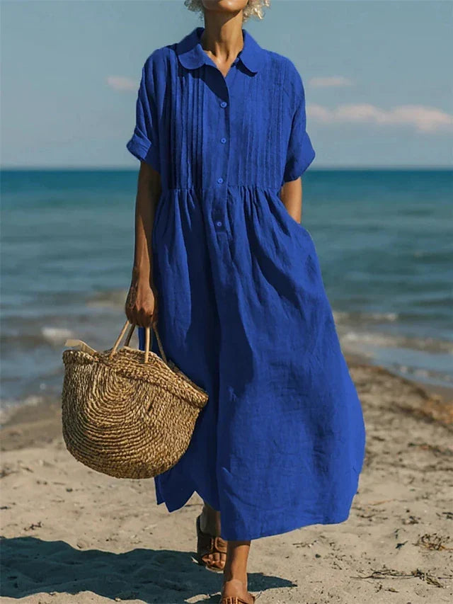 Alice | Cotton Button Shirt Midi Dress