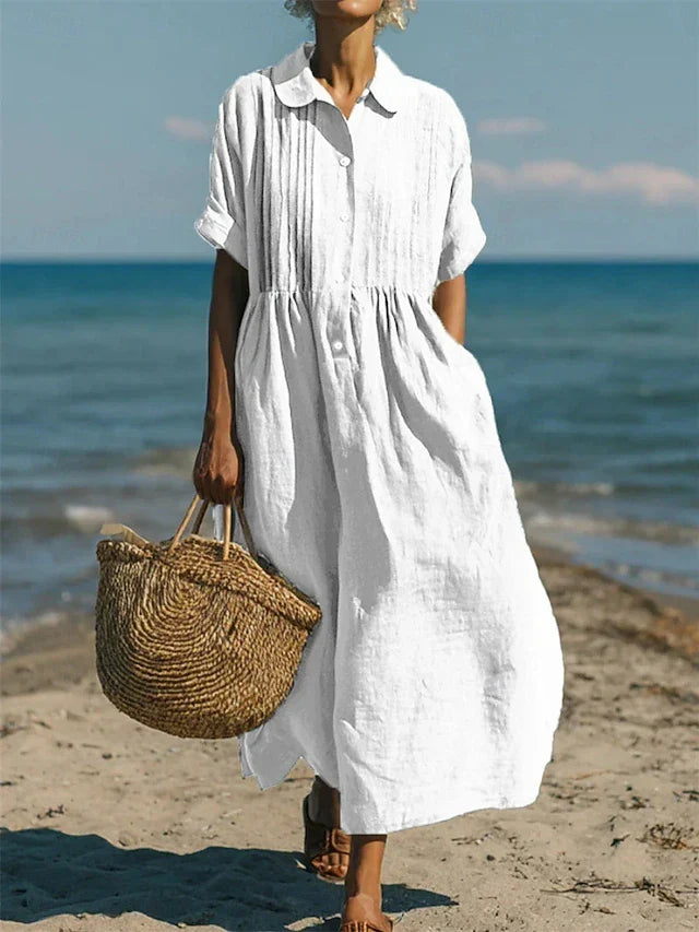 Alice | Cotton Button Shirt Midi Dress