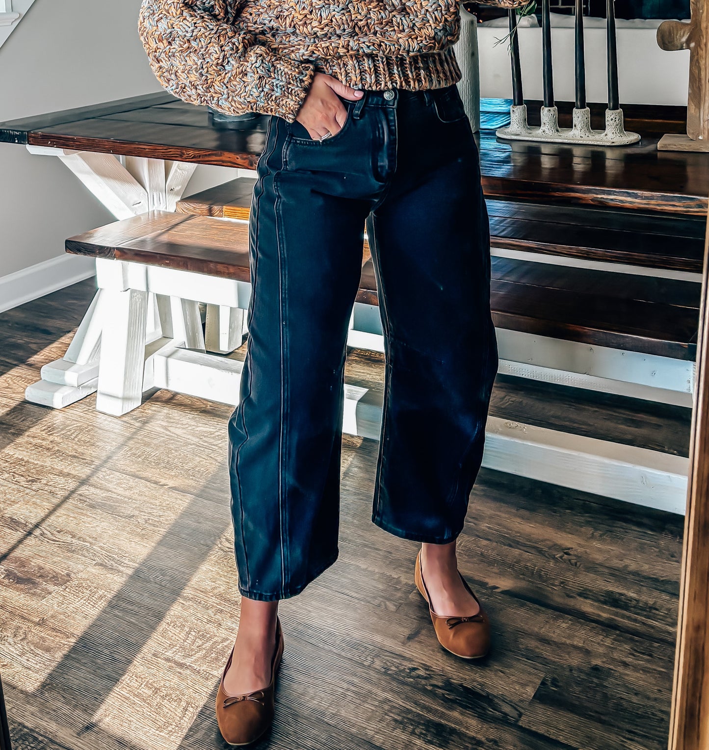 Basket weave mock neck sweater