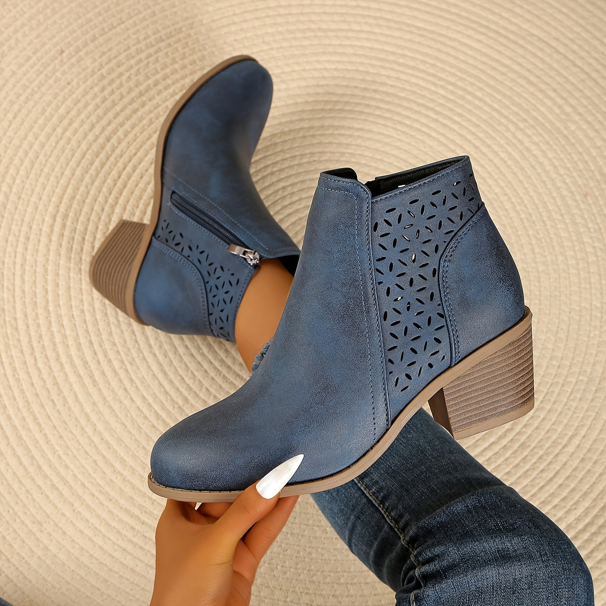 Gina | Women's Cut-Out Ankle Boots with Block Heel