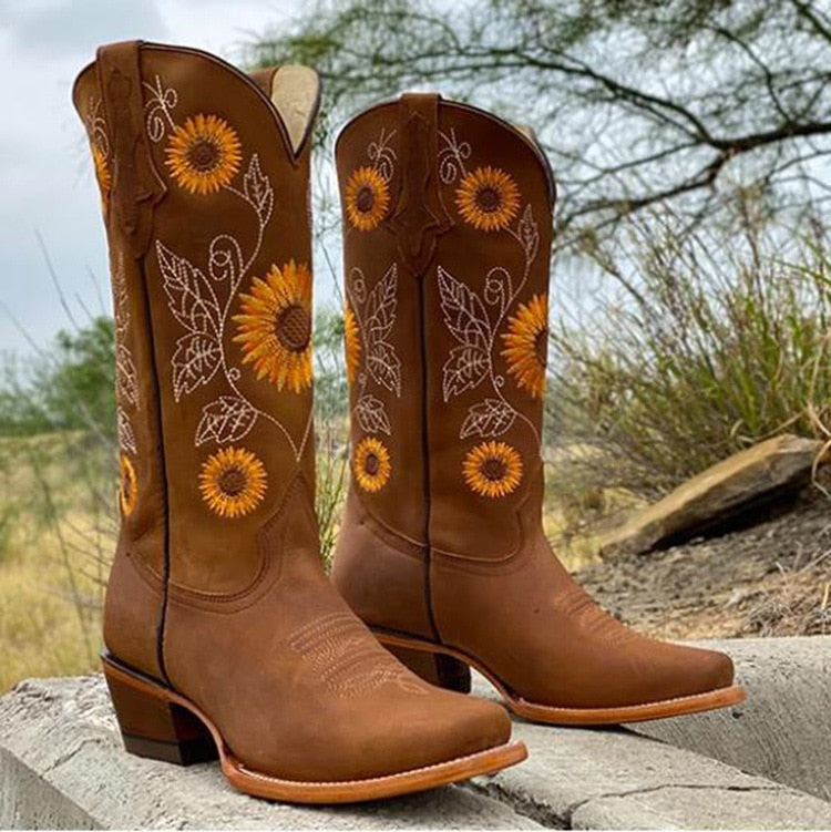 Isabelle | Women’s Sunflower Embroidered Boots