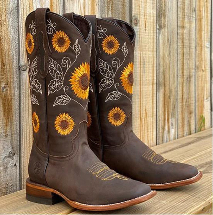 Isabelle | Women’s Sunflower Embroidered Boots
