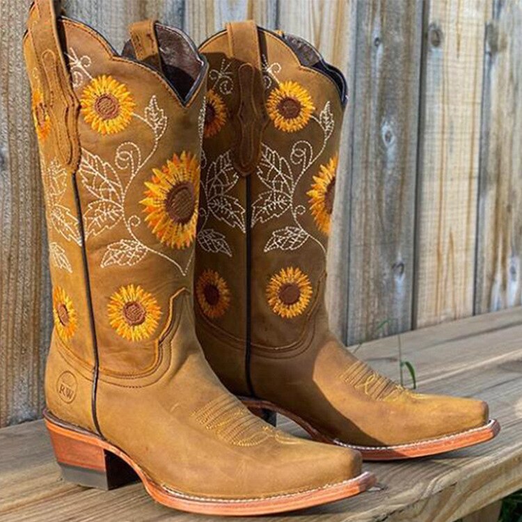 Isabelle | Women’s Sunflower Embroidered Boots