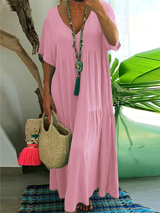 Linnea | Soft Ruffle V-Neck Maxi Dress