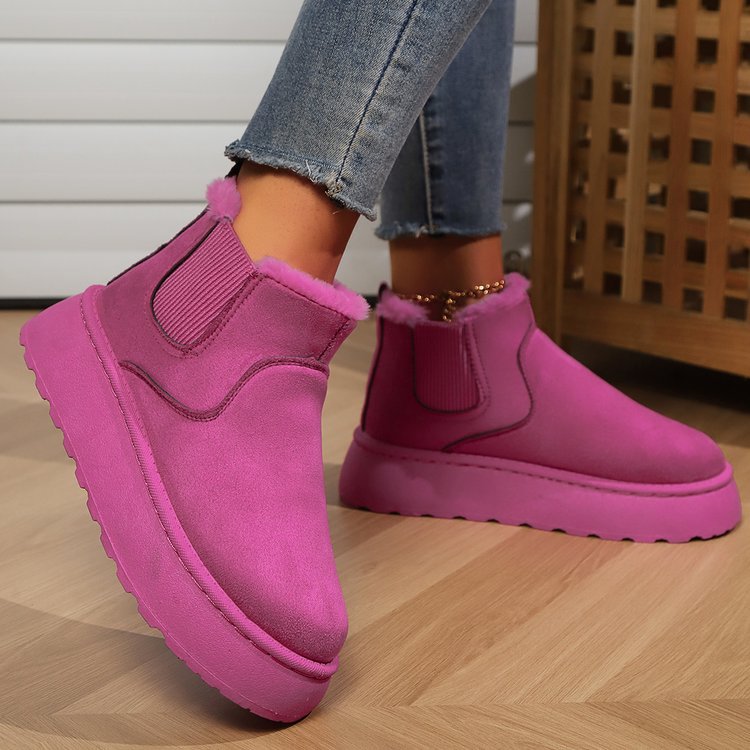 Verlie | Comfy Faux Suede Slip-On Snow Short Boots