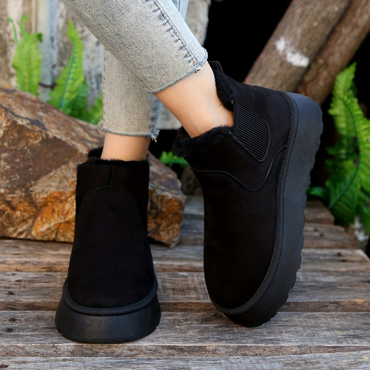 Verlie | Comfy Faux Suede Slip-On Snow Short Boots
