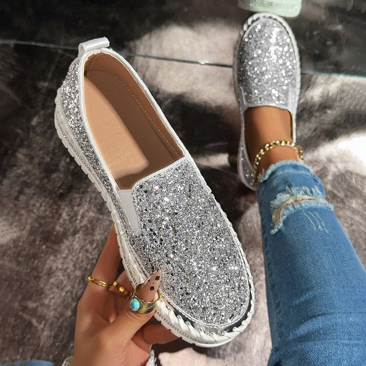 Mila | Chic Glitter Decorated Slip-On Loafers