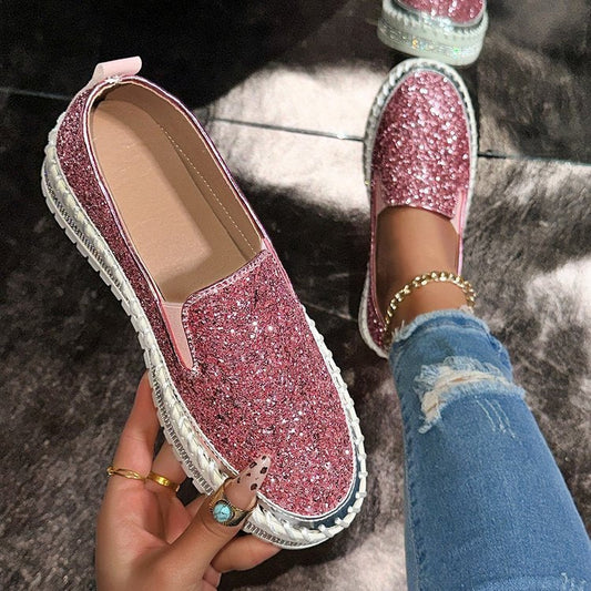 Mila | Chic Glitter Decorated Slip-On Loafers