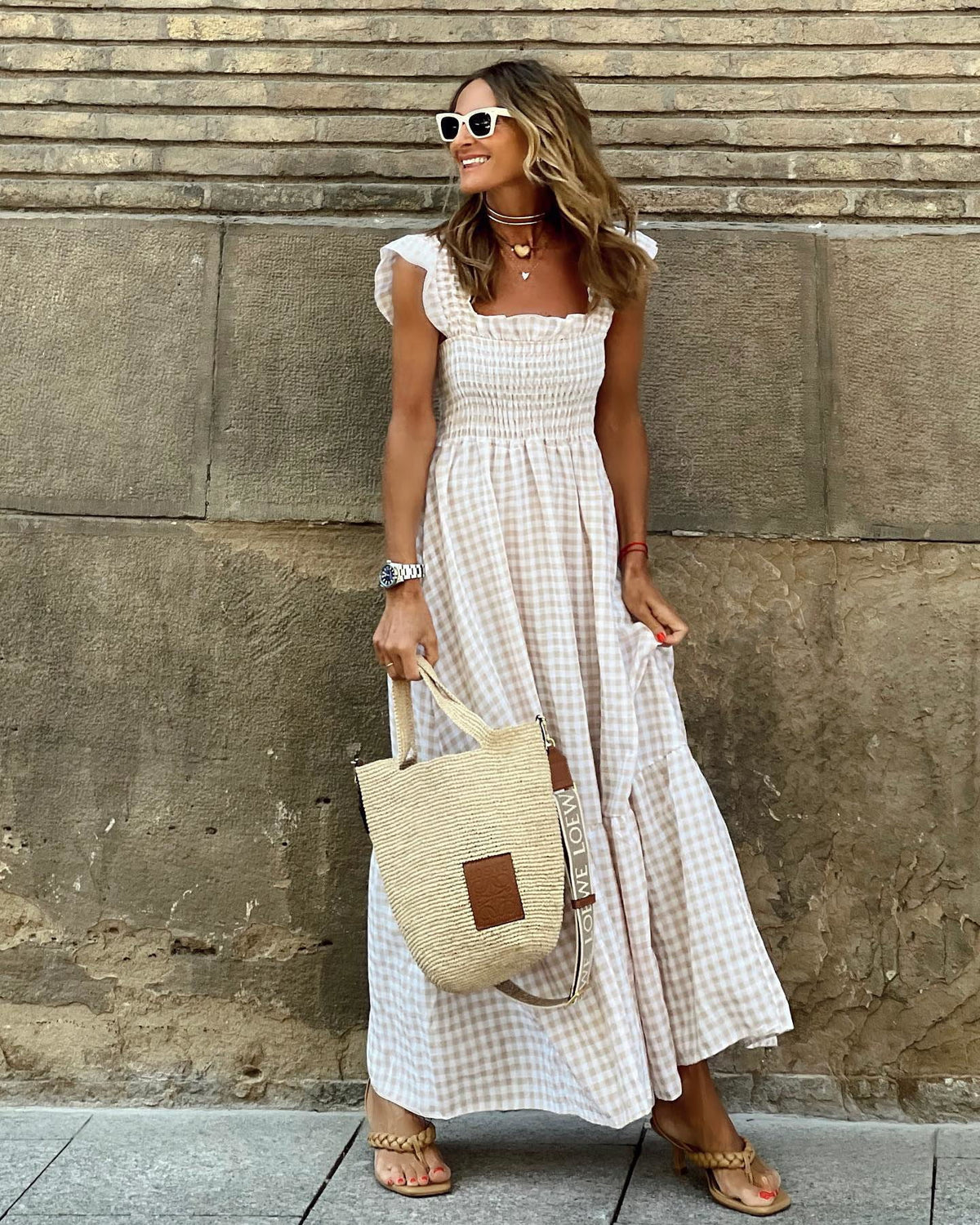 Nancy | Chic Retro Plaid  Maxi Dress