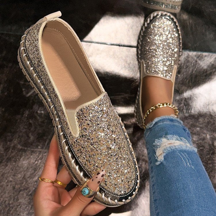 Mila | Chic Glitter Decorated Slip-On Loafers