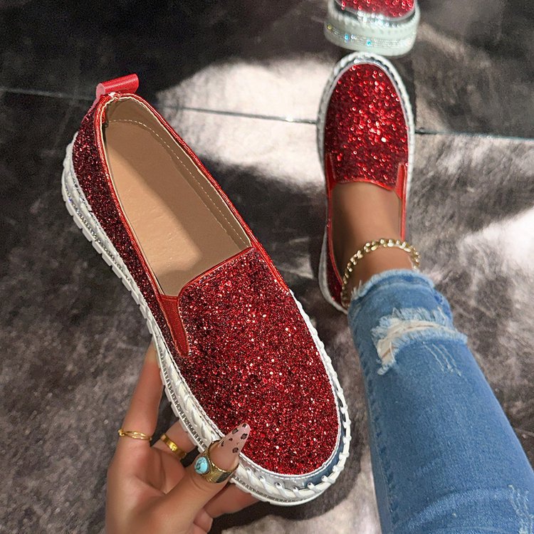 Mila | Chic Glitter Decorated Slip-On Loafers