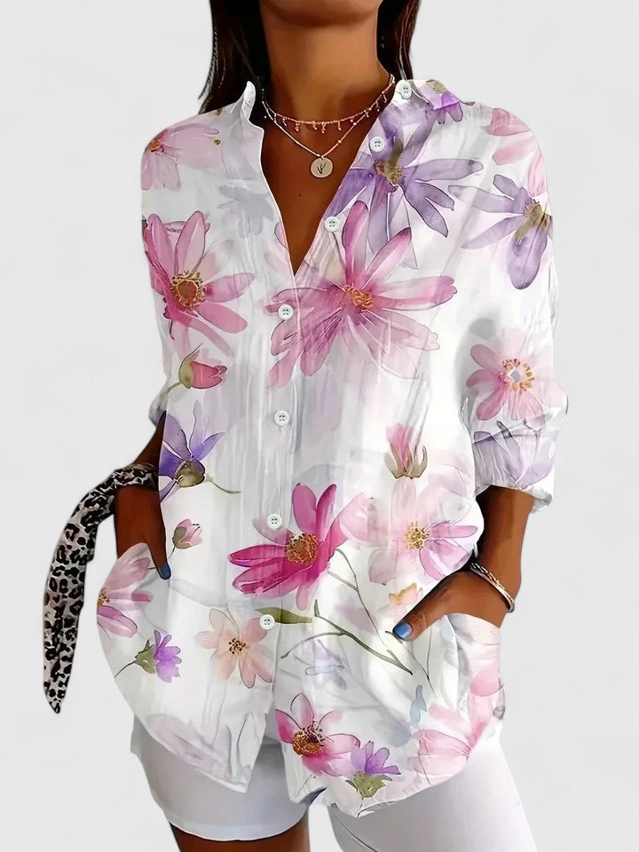 Anica | Vibrant Artistic Button-Up Blouse