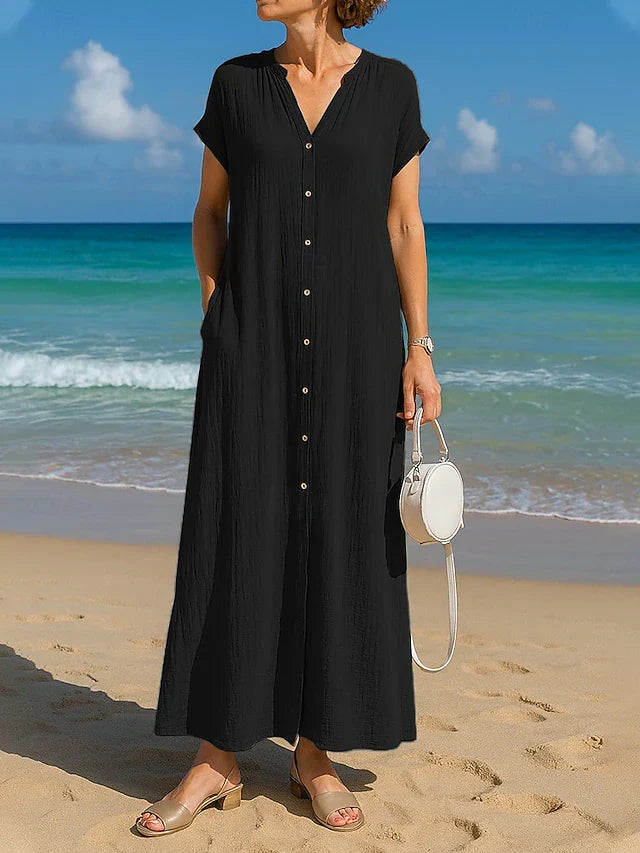 Sybil | Flowy Button Midi Dress