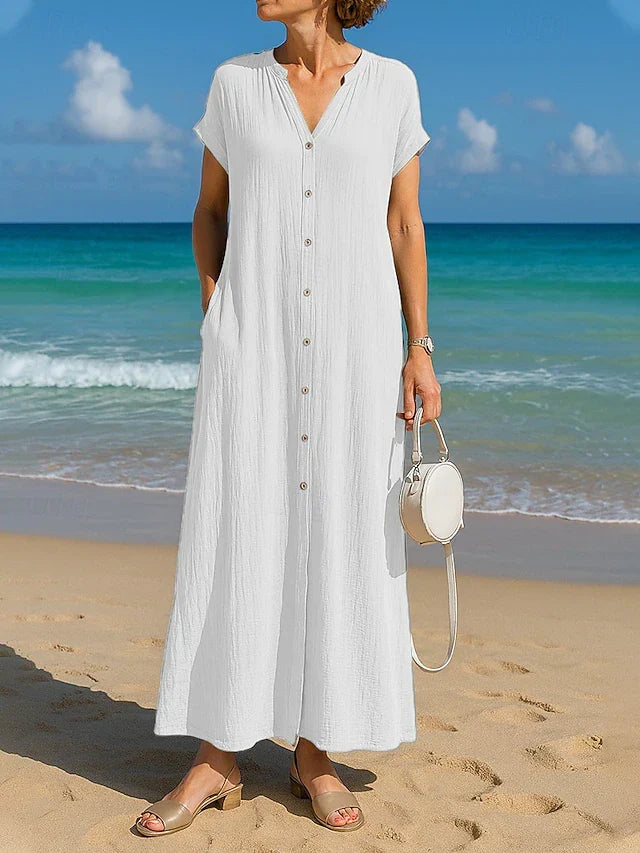 Sybil | Flowy Button Midi Dress