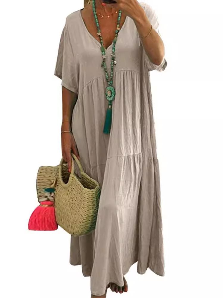 Linnea | Soft Ruffle V-Neck Maxi Dress