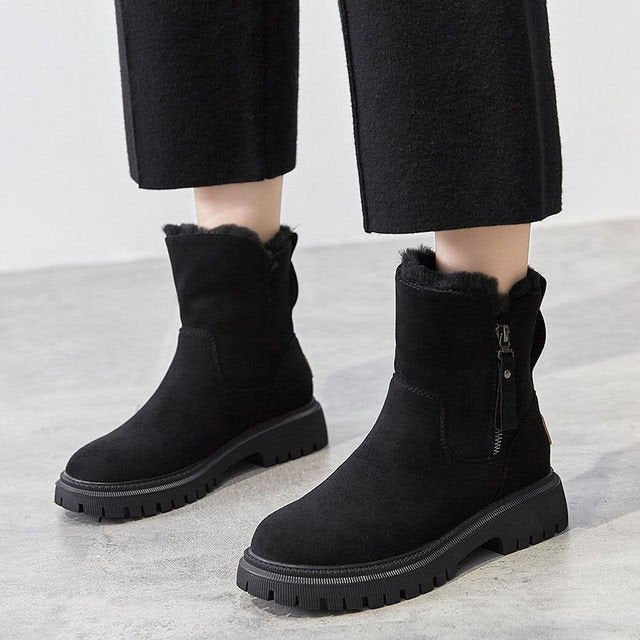 FREYA | Women's Winter Boots – Faux Suede, Fleece-Lined, Lugged Sole