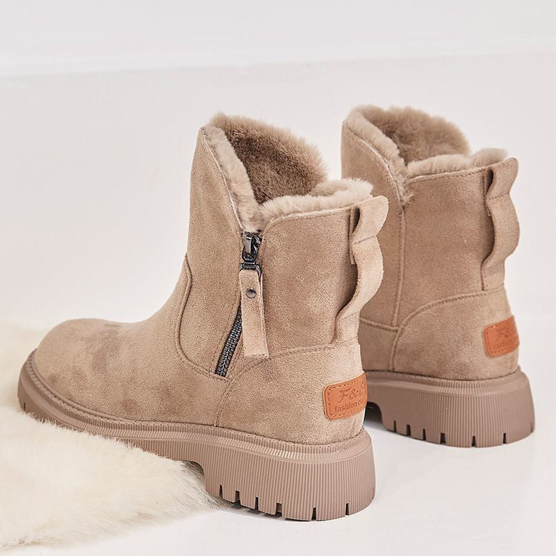 FREYA | Women's Winter Boots – Faux Suede, Fleece-Lined, Lugged Sole