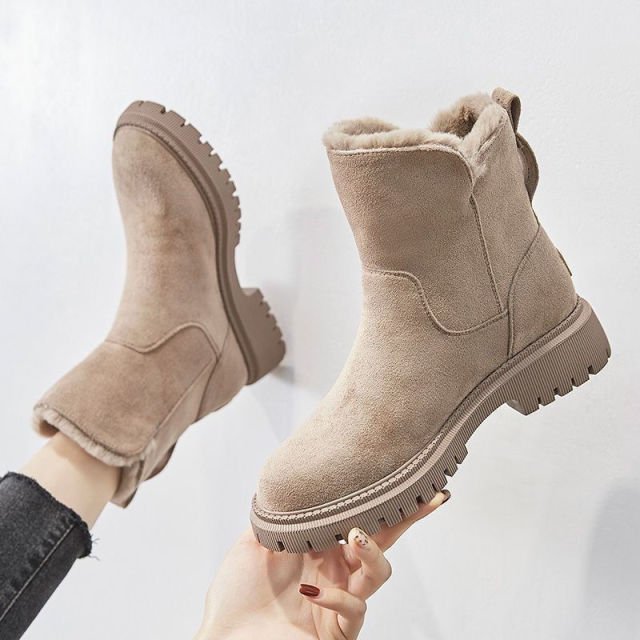 FREYA | Women's Winter Boots – Faux Suede, Fleece-Lined, Lugged Sole
