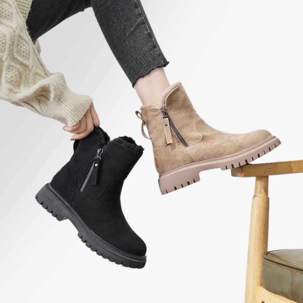 FREYA | Women's Winter Boots – Faux Suede, Fleece-Lined, Lugged Sole