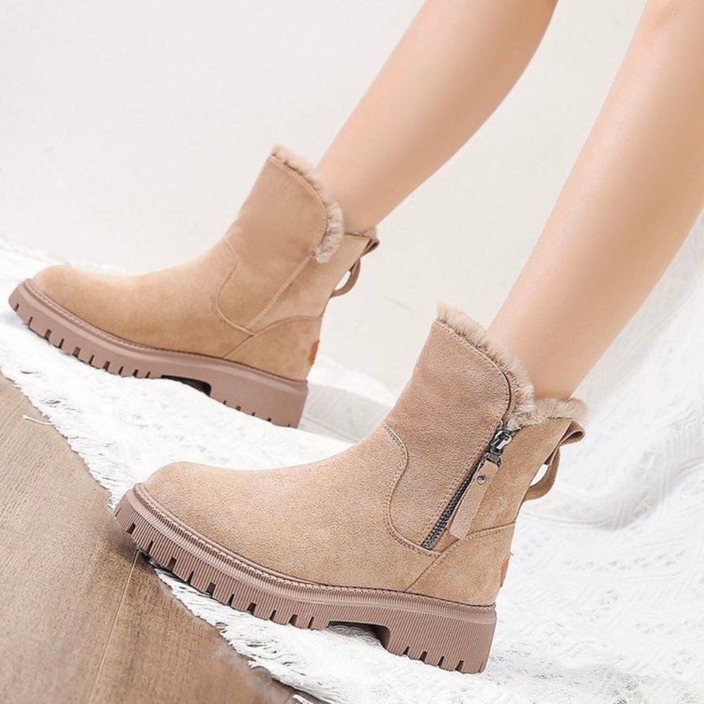 FREYA | Women's Winter Boots – Faux Suede, Fleece-Lined, Lugged Sole
