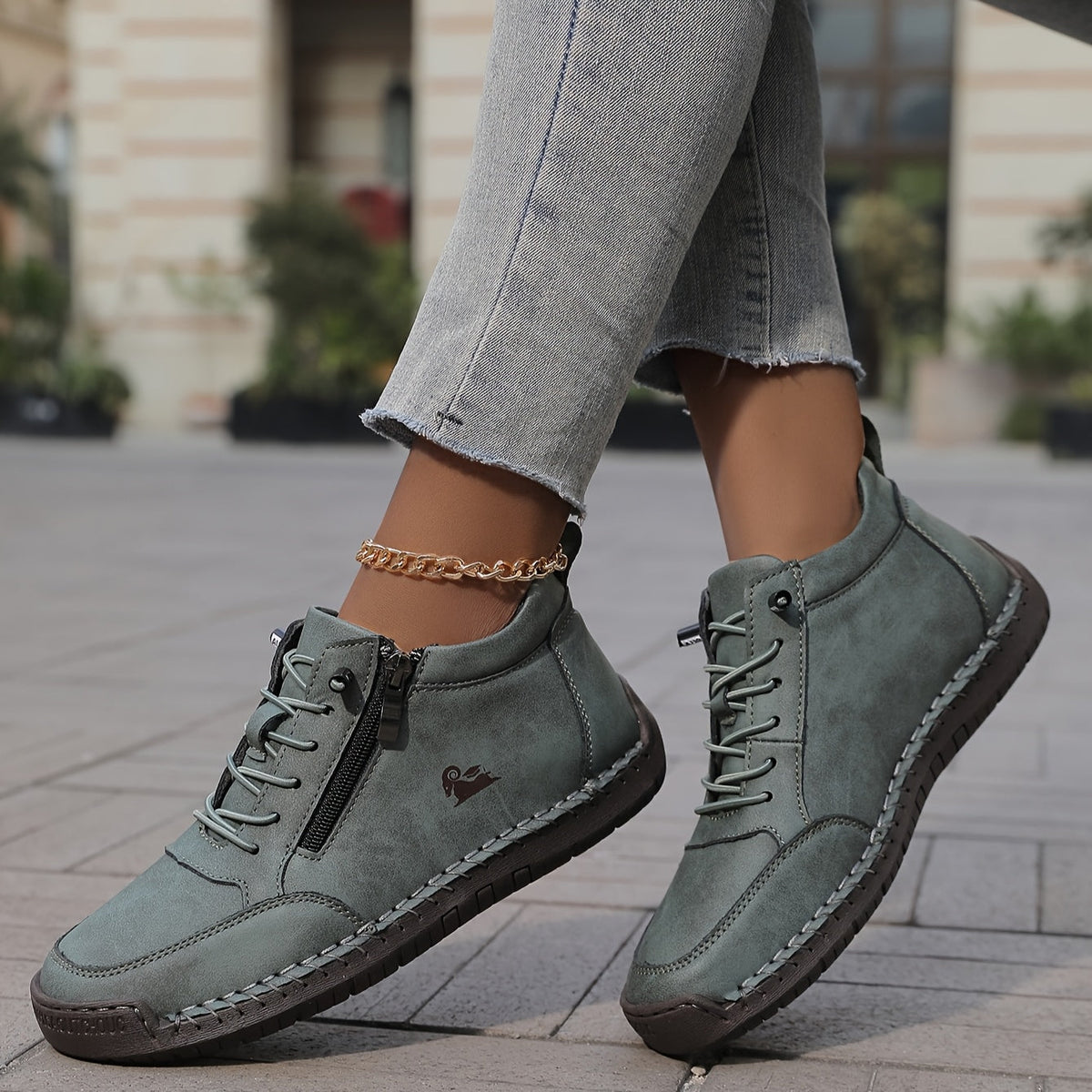 LunaStep | Orthopaedic Women's Lace-Up Sneaker Boots with Side Zip