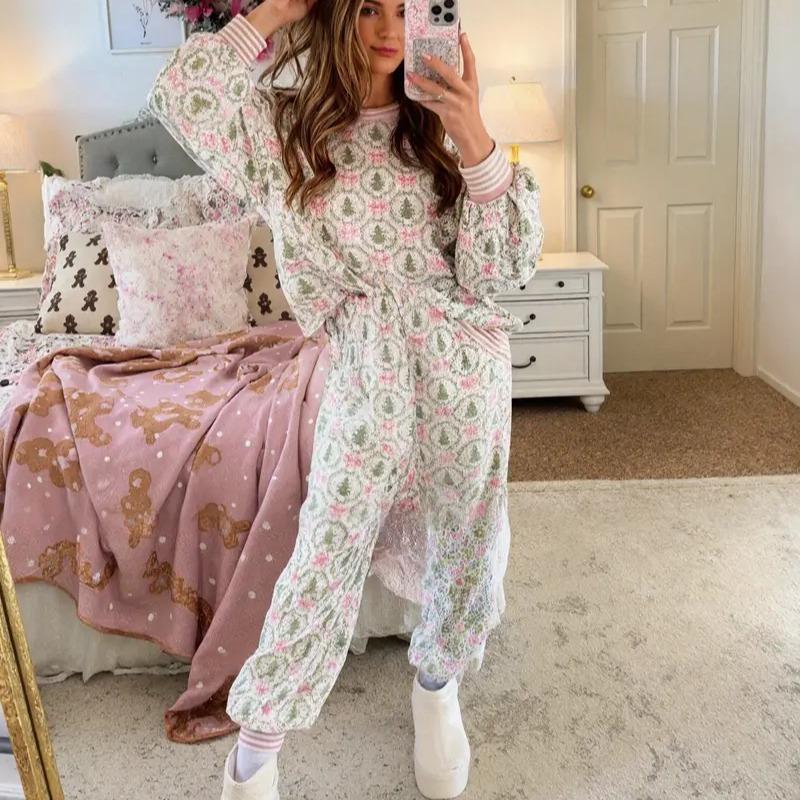 Aubrey | Cozy Bow Print Loungewear Set