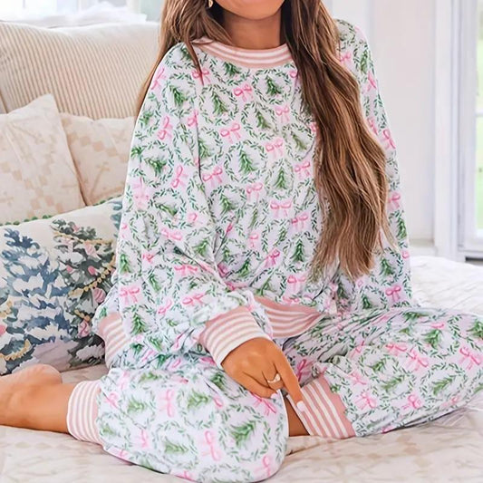 Aubrey | Cozy Bow Print Loungewear Set