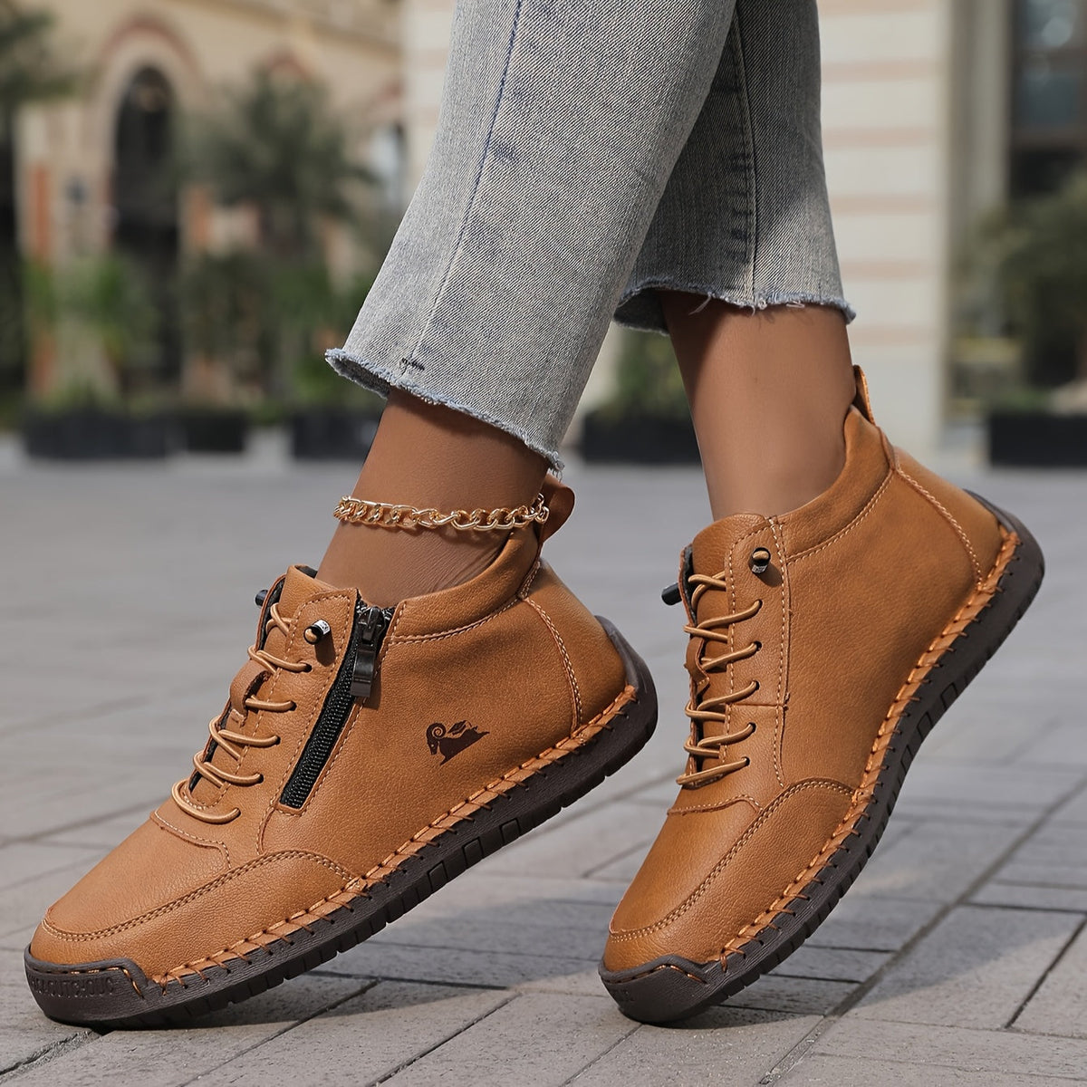 LunaStep | Orthopaedic Women's Lace-Up Sneaker Boots with Side Zip