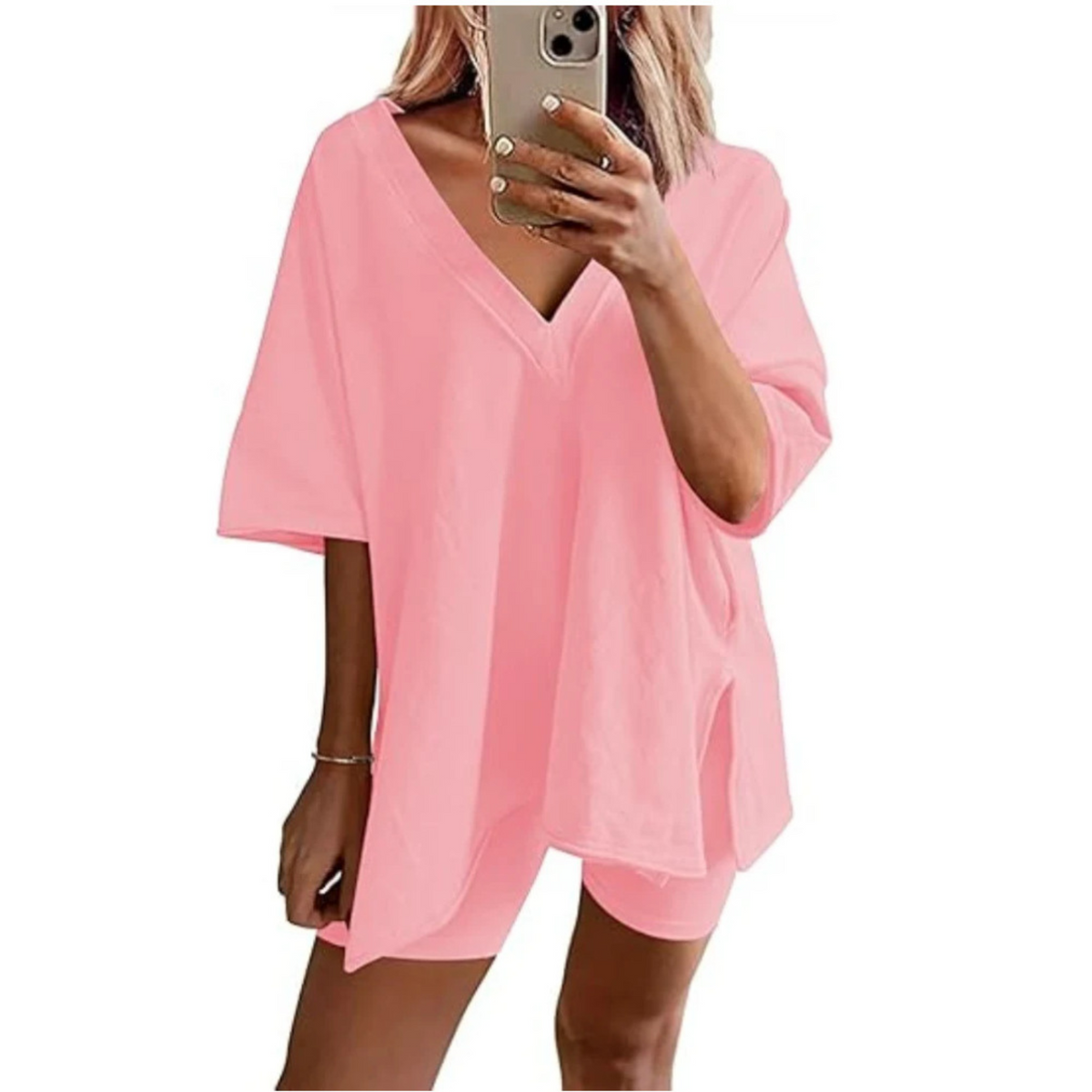 Barbara | Casual Oversized V-Neck and Short Set