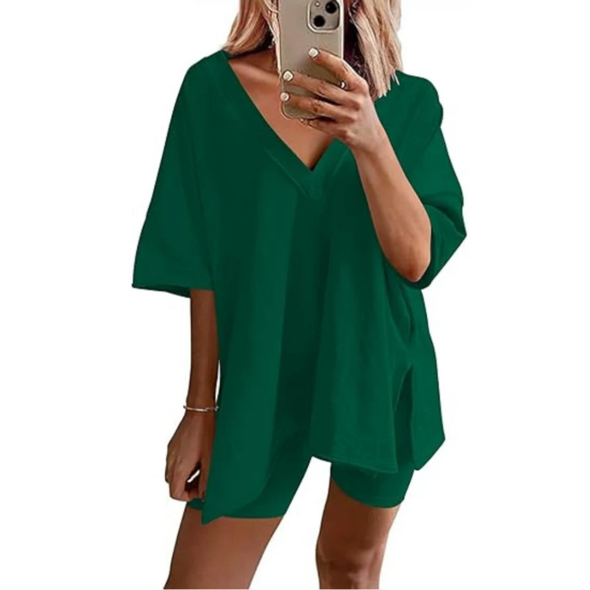 Barbara | Casual Oversized V-Neck and Short Set