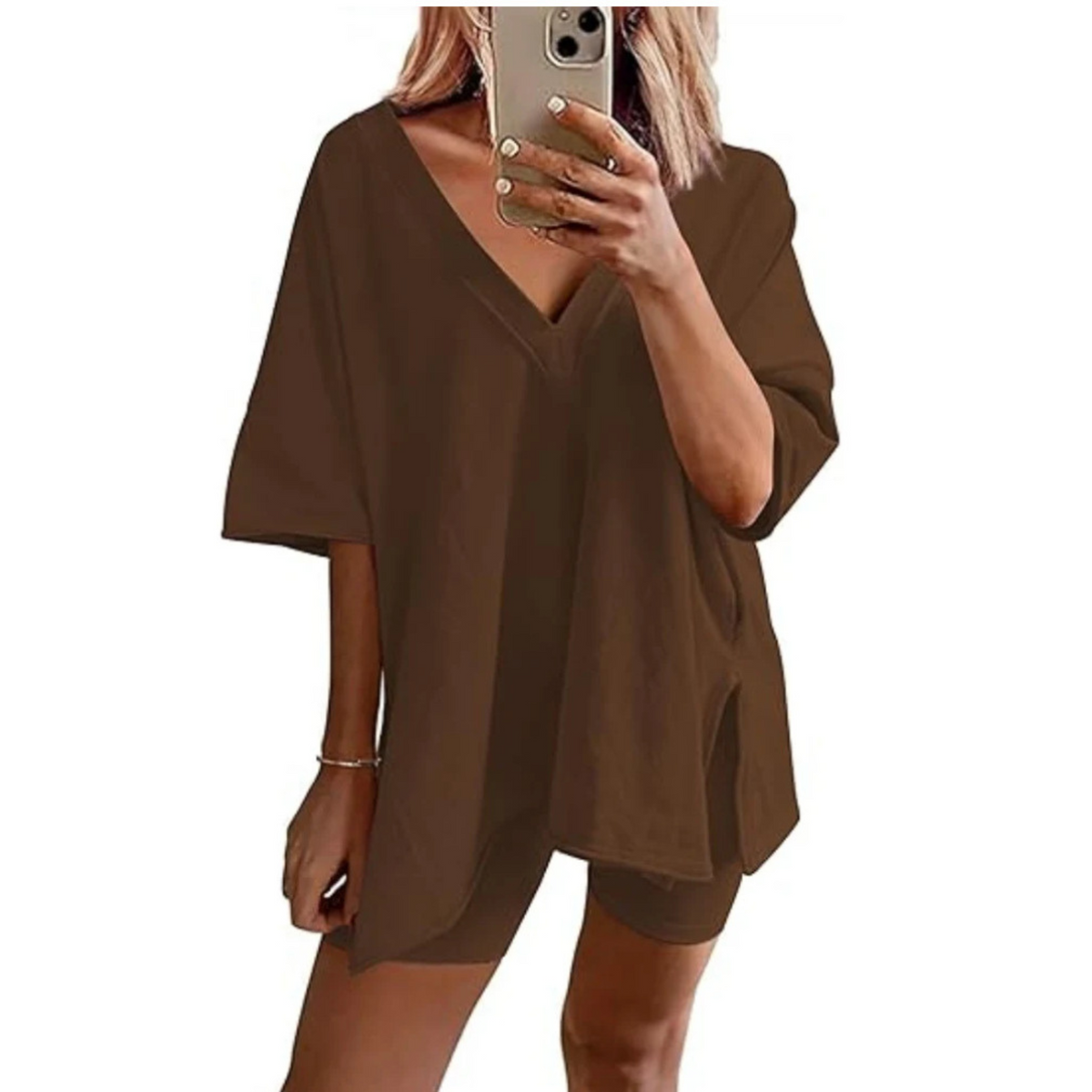 Barbara | Casual Oversized V-Neck and Short Set
