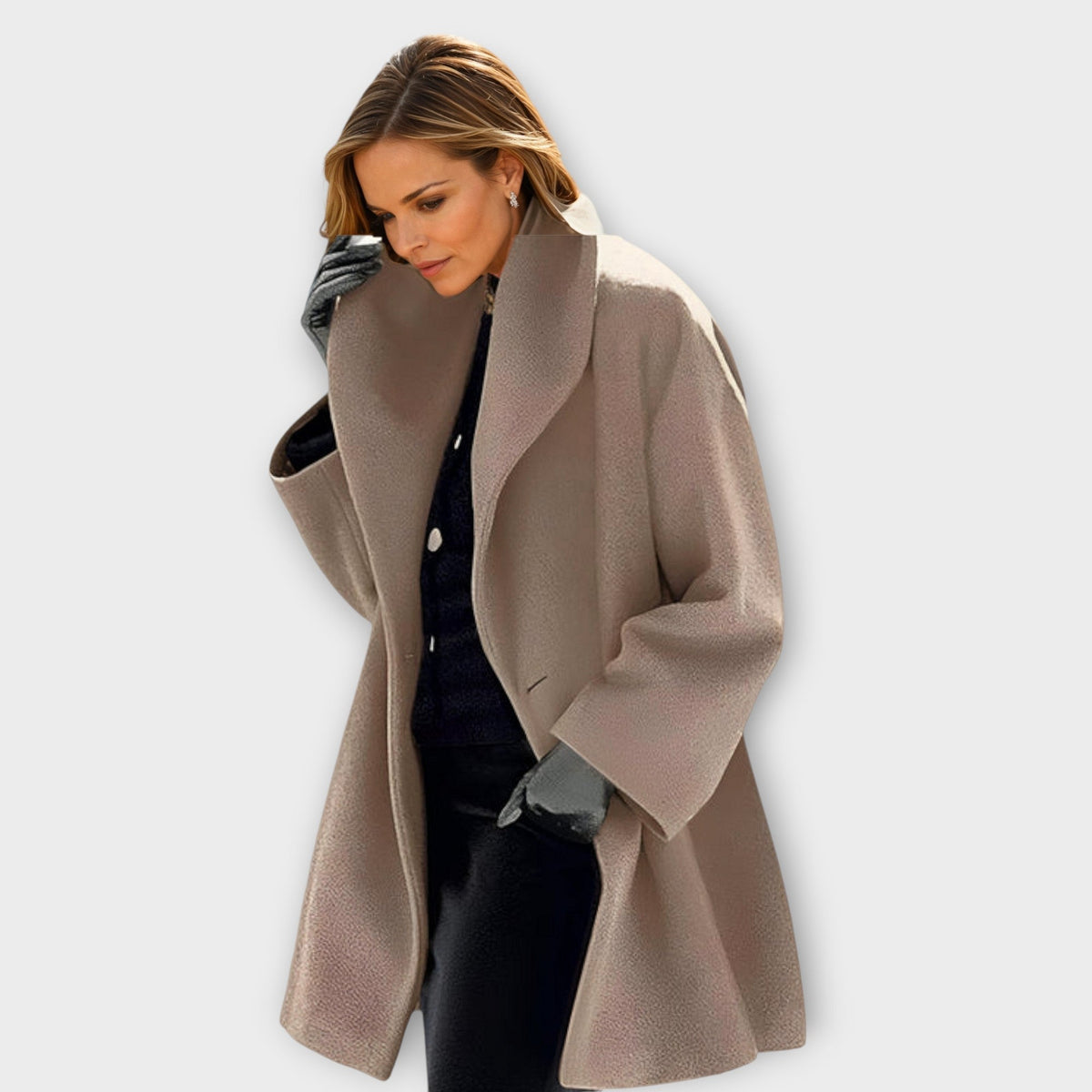 Jane | Women's Oversized Mid-Length Coat with Shawl Collar