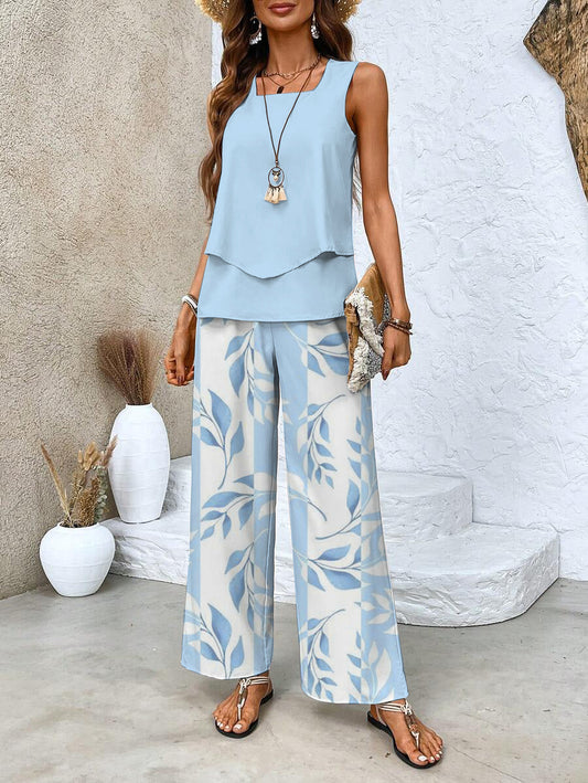 Juliette Elegant Two-Piece Set | Flowing Blouse and Wide-Leg Trousers