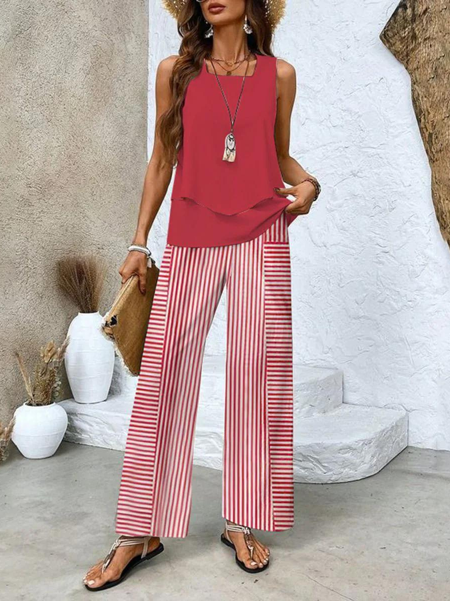 Juliette Elegant Two-Piece Set | Flowing Blouse and Wide-Leg Trousers