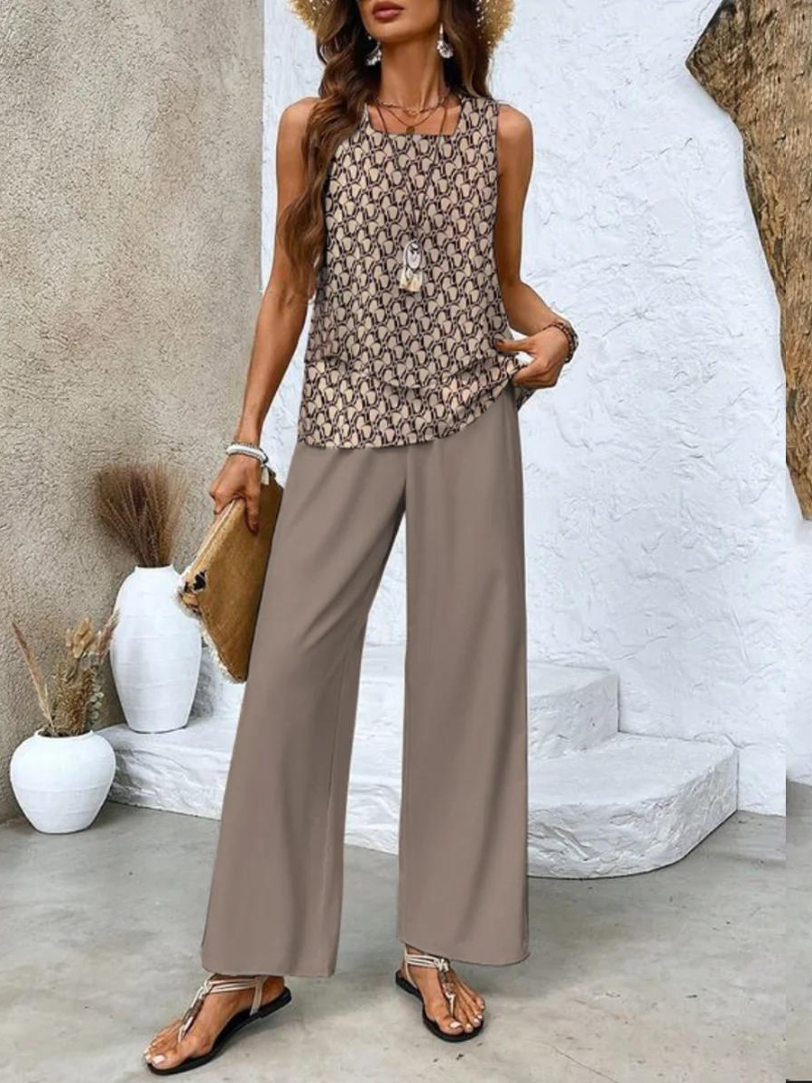 Juliette Elegant Two-Piece Set | Flowing Blouse and Wide-Leg Trousers