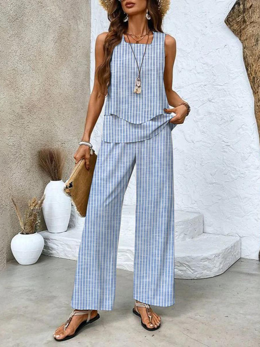 Juliette Elegant Two-Piece Set | Flowing Blouse and Wide-Leg Trousers