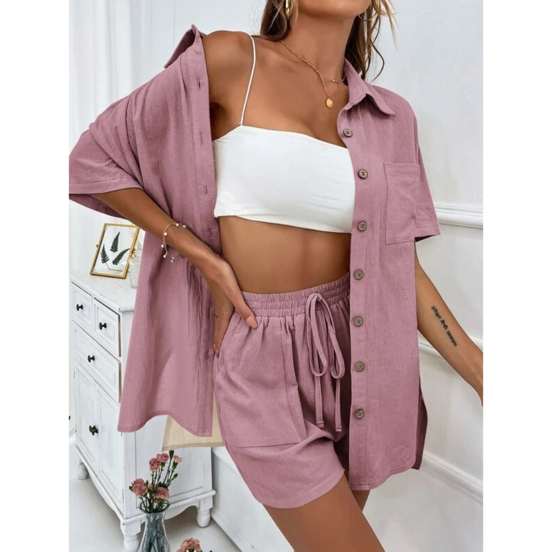 Kristine | Casual Summer  Button-Down Lounge Set
