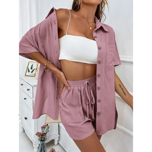 Kristine | Casual Summer  Button-Down Lounge Set